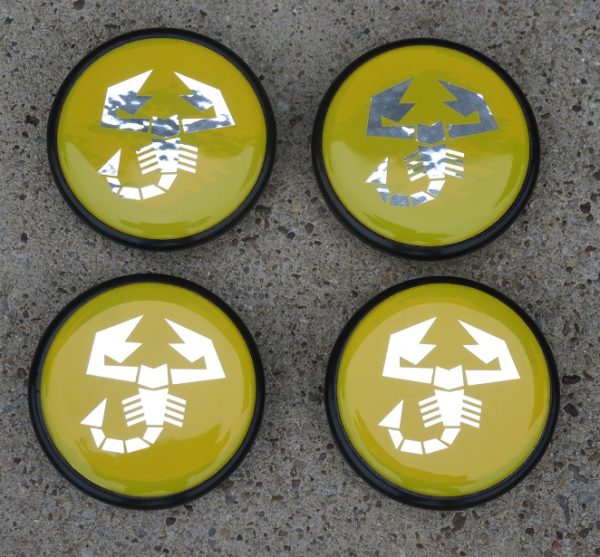 43mm Abarth Yellow Center Cap, Set of 4 - (SKU 85-0325)